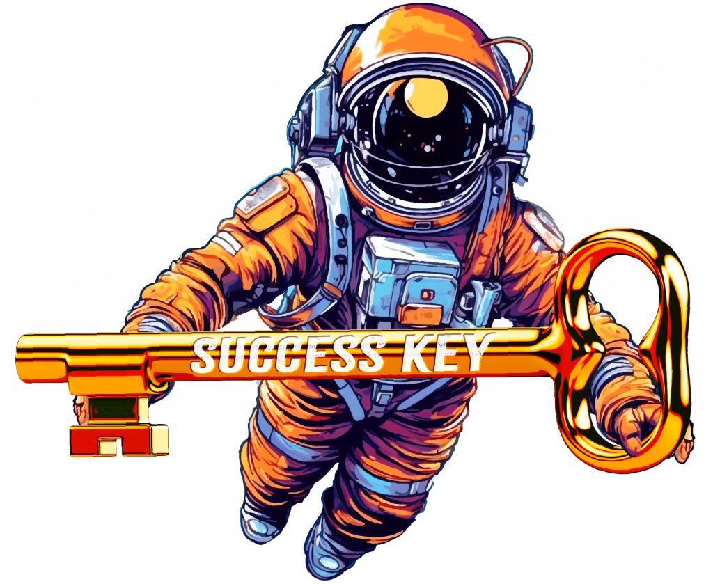 Astronaut with success key